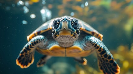 A Stunning Close Up of a Turtle Swimming in the Ocean