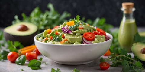 A creamy avocado oilbased dressing bursting with a variety of colorful vegetables and herbs perfect for a guiltfree salad.