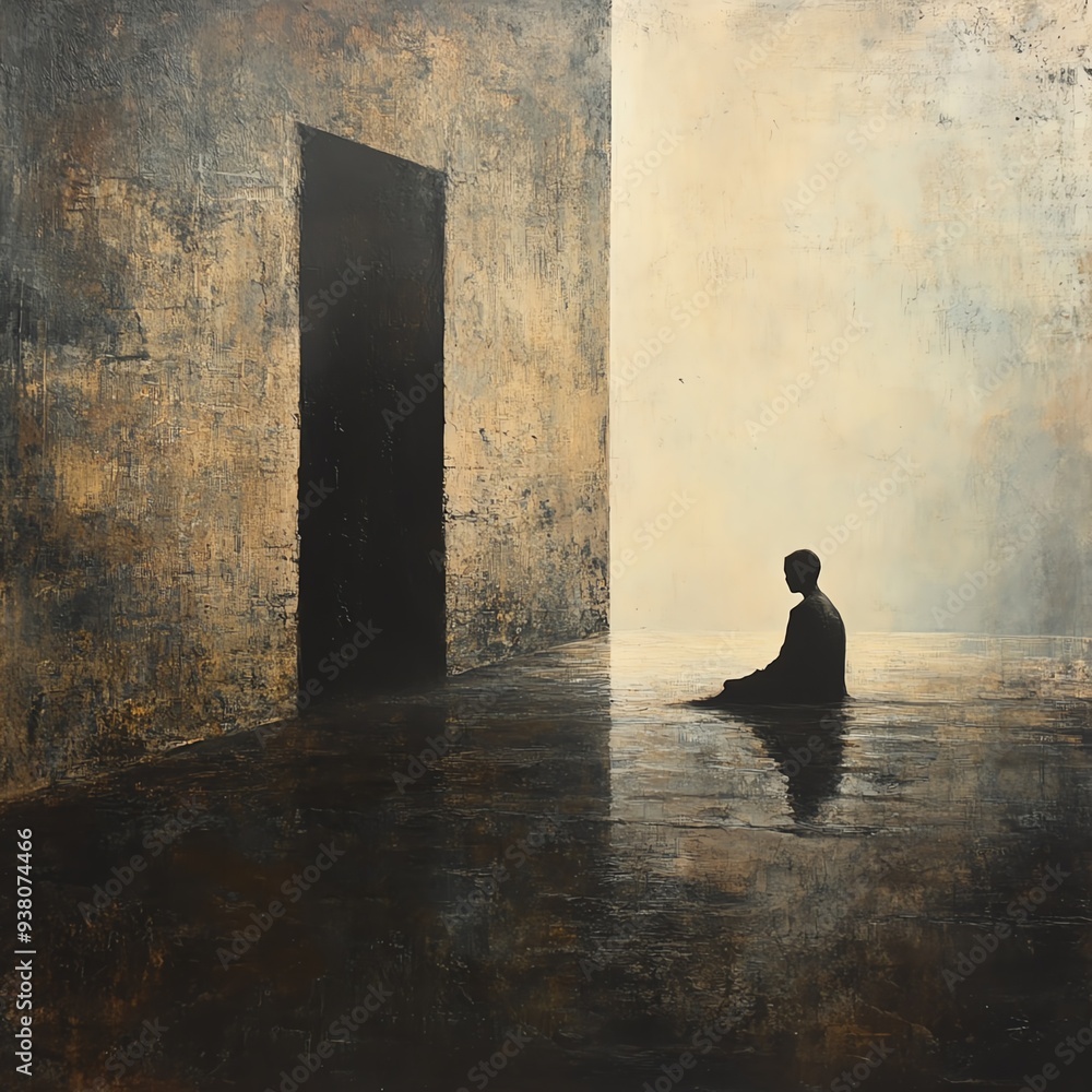 Aufkleber Artful representation of Where do you wait for me featuring a calm, contemplative scene with subtle textures, ambient light, and an underlying sense of mystery and expectation