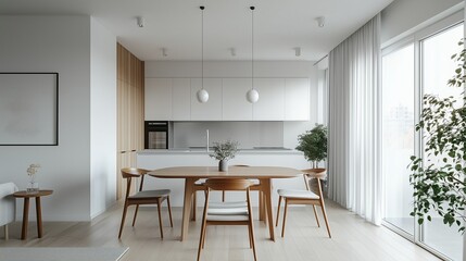 Interior of a bright, spacious kitchen.