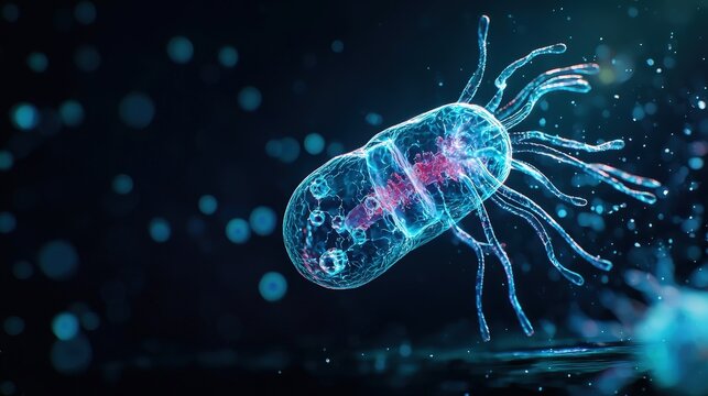Detailed image of a single-celled organism like a paramecium under a microscope highlighting its cilia and nucleus