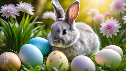 easter bunny and easter eggs