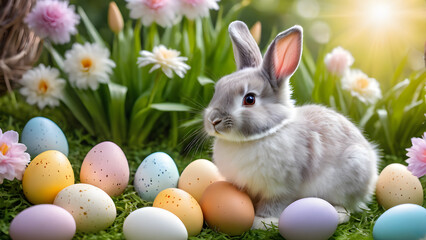 easter bunny and easter eggs