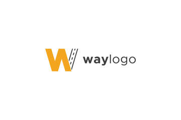 Way Logo Image. Initial Letter W With Road Combination Isolated On White Background. Flat Vector Logo Design Template Element Usable For Transportation Logos.
