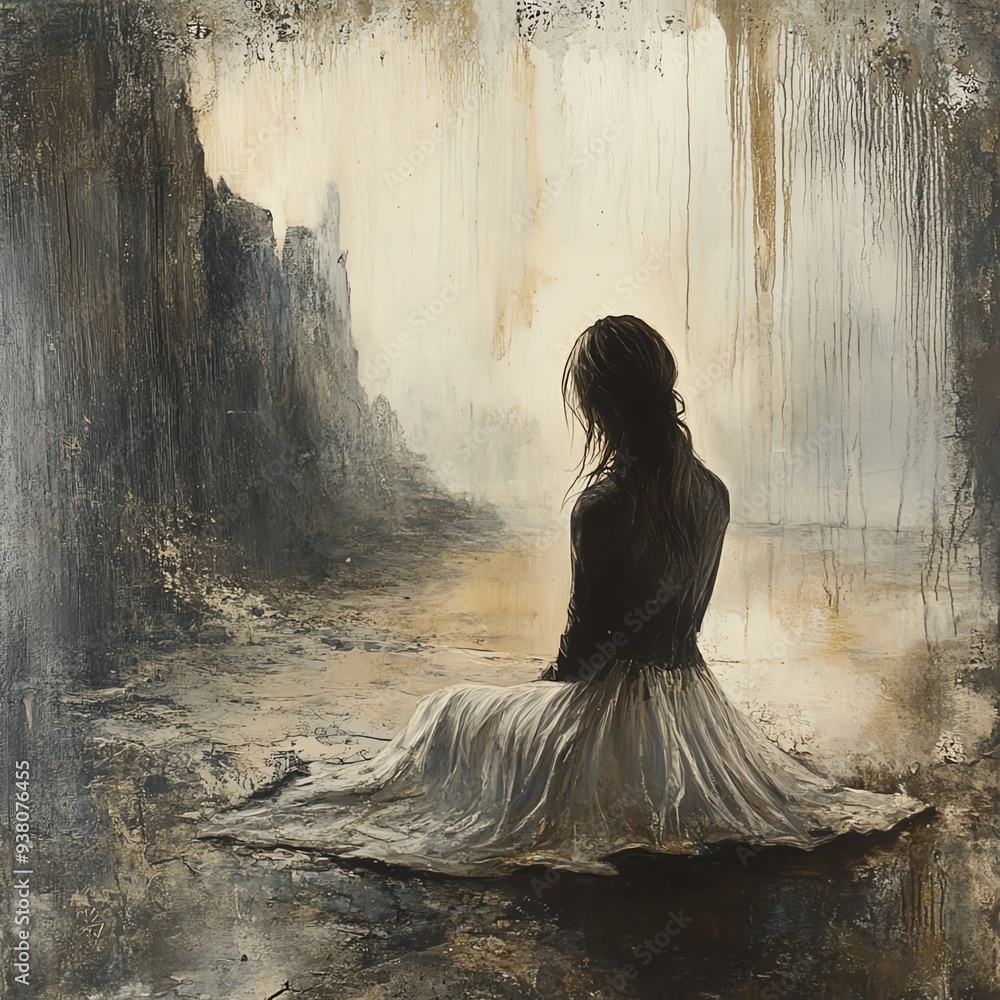Poster Emotive image of Where do you wait for me showcasing a peaceful, reflective environment with gentle light and textures, creating a sense of expectation and wonder