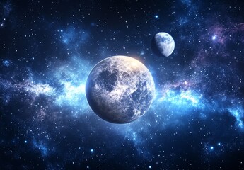 Obraz premium Cosmic Landscape with Planets and Stars