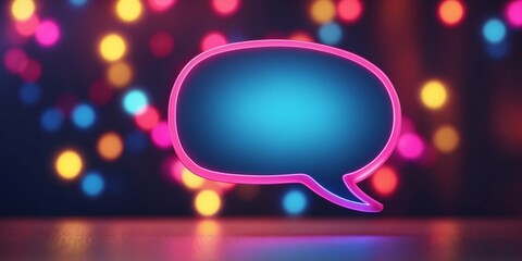 a speech bubble template with a glowing neon pop art effect.