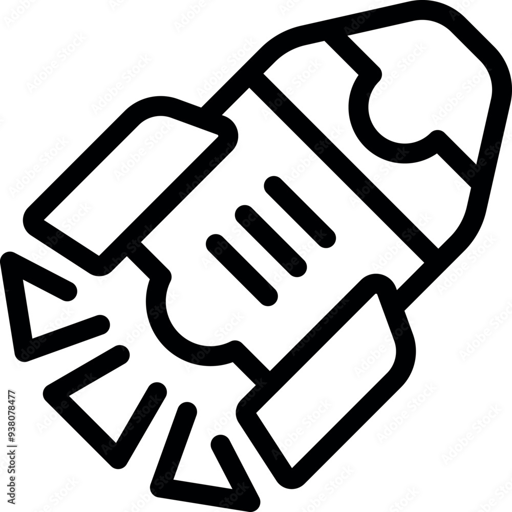 Poster simple line art vector of a space rocket launching into space