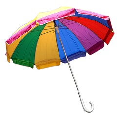 Colorful rainbow umbrella isolated on a white background, a simple yet striking representation of joy