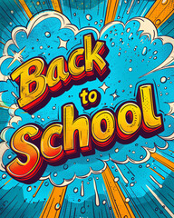 back to school lettering in pop art style