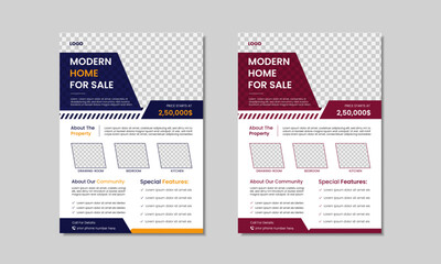 Modern elegant real estate flyer template design, real estate brochure, leaflet, poster design template