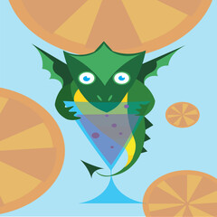 illustration of a cocktail , Dragon