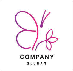 butterfly and flower minimal logo for branding business vector illustration