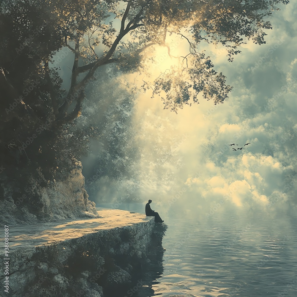 Poster Visual representation of Where do you wait for me featuring a tranquil setting, soft light, and subtle textures that evoke a sense of waiting and longing