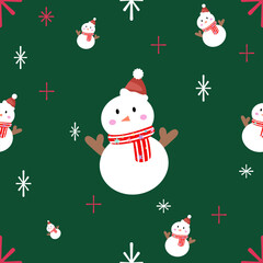 Cute Christmas Snowman Pattern Vector background 