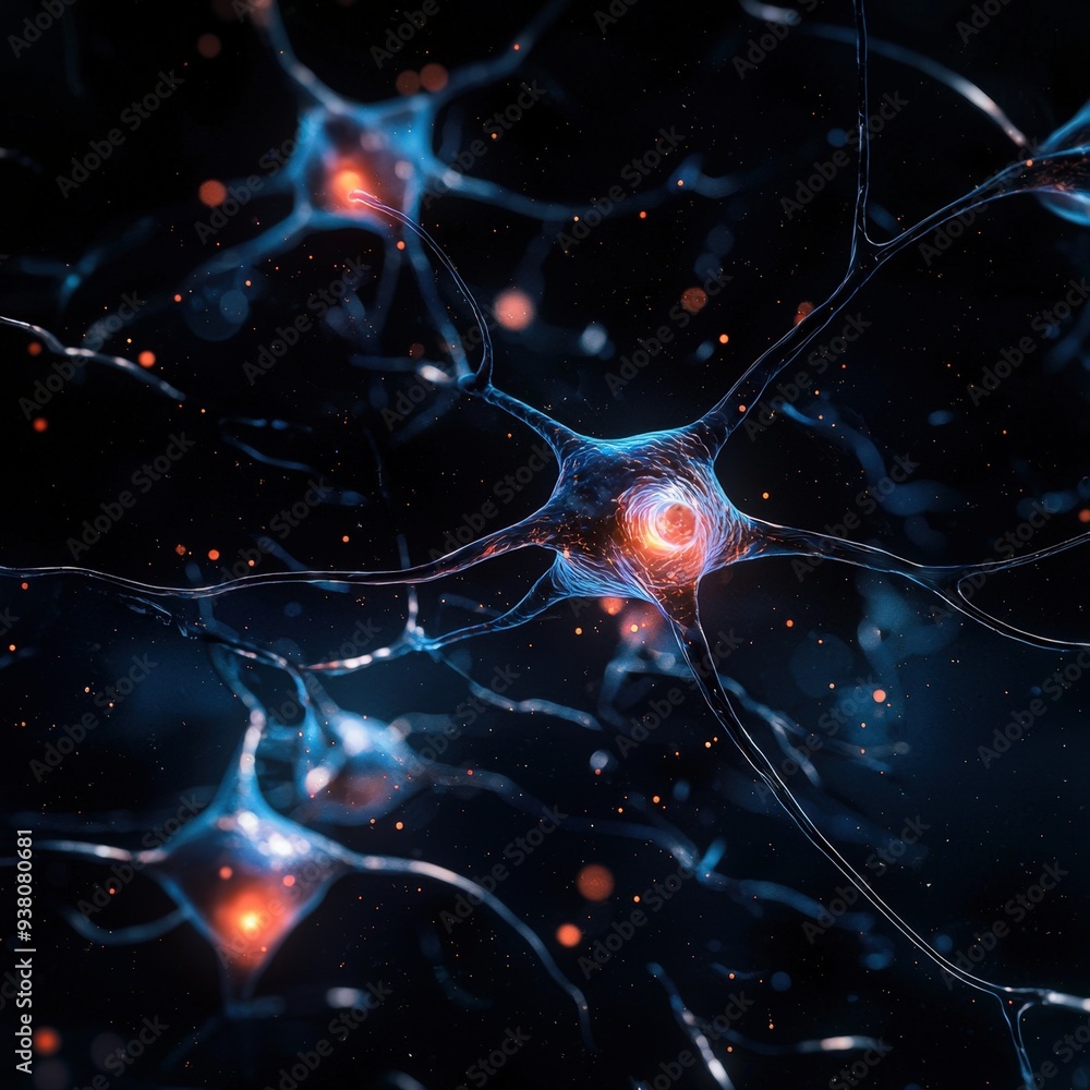 Aufkleber detailed image of nerve tissue under a microscope highlighting the intricate network of neurons