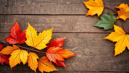 Autumn Leaves on Rustic Wood