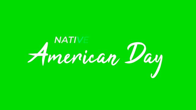 Native american day animation celebration drawing text. Animated Handwritten Alpha Channel. Native american day - Text animation celebration drawing green screen background
