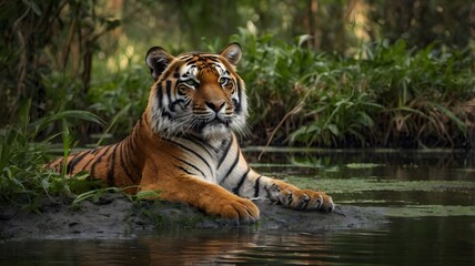 Fototapeta premium Can't believe how graceful that bengal tiger was in the water. So fascinating to watch!