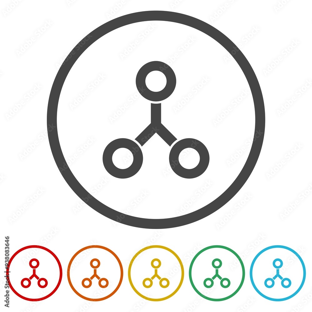 Poster share icon logo. set icons in color circle buttons
