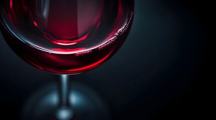 Captivating Close up of a Glass of Rich Red Wine with Alluring Reflections Showcasing the Elegance and Sophistication of a Gourmet Dining or Bar Experience