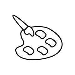 paint palette line icon with white background vector stock illustration