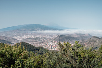 A great landscape with the city of La Laguna and a glimpse of Teide in background