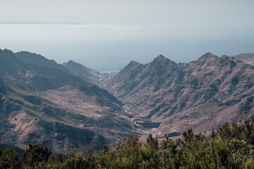 Landscape of steep montains from a viewpoint in the Anaga