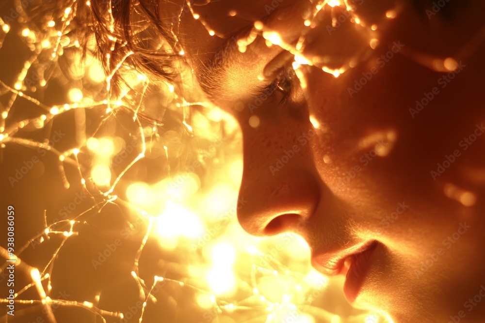 Poster profile of a man with glowing neural connections symbolizing the flow of thoughts creativity and cog