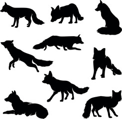 silhoutte animals of savanna, all of is mamalia, silhouettes on a white background. Perfect for designs about animals