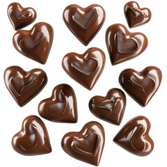 Obraz premium Sweet Chocolate Hearts Isolated on Transparent Background for Valentines Day Concept