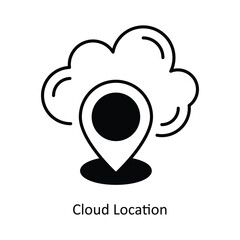 Cloud Location solid icon style illustration. EPS 10 File