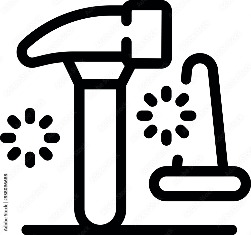 Poster hammer hitting nail creating loading symbol for under construction website