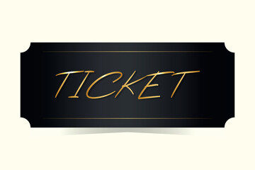 Elegant black ticket with golden text 