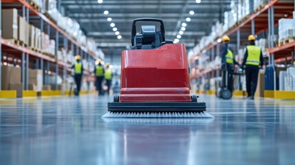 Obraz premium Floor Cleaning Machine in a Warehouse