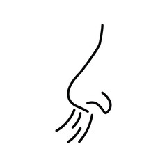Obraz premium Runny nose vector icon, Breath smell nose line. Oduor breath smell stroke web human sneeze air icon symbol illustration concept. Editable stroke.