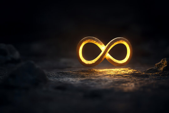 A Glowing Infinity Symbol Representing Endless Possibilities And Eternal Love In A Dark, Atmospheric Setting.