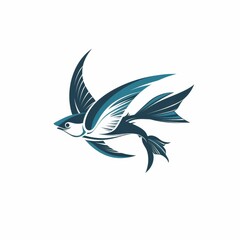 Fototapeta premium flying fish logo design with vector concept on white background