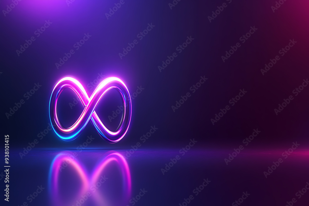 Aufkleber a vibrant infinity symbol illuminated by colorful neon lights, creating a modern and dynamic visual 