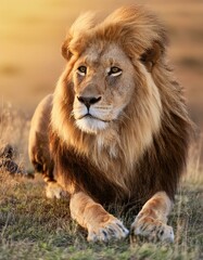 Naklejka premium Lion in the Wild - Safari in Africa