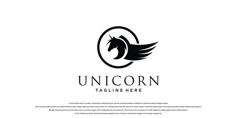 Creative unicorn logo design with unique concept  premium vector