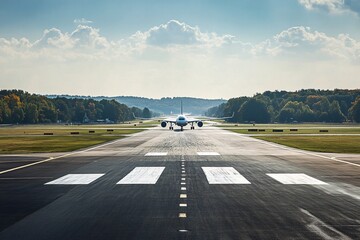 Airplane Taking Off on Runway at Airport