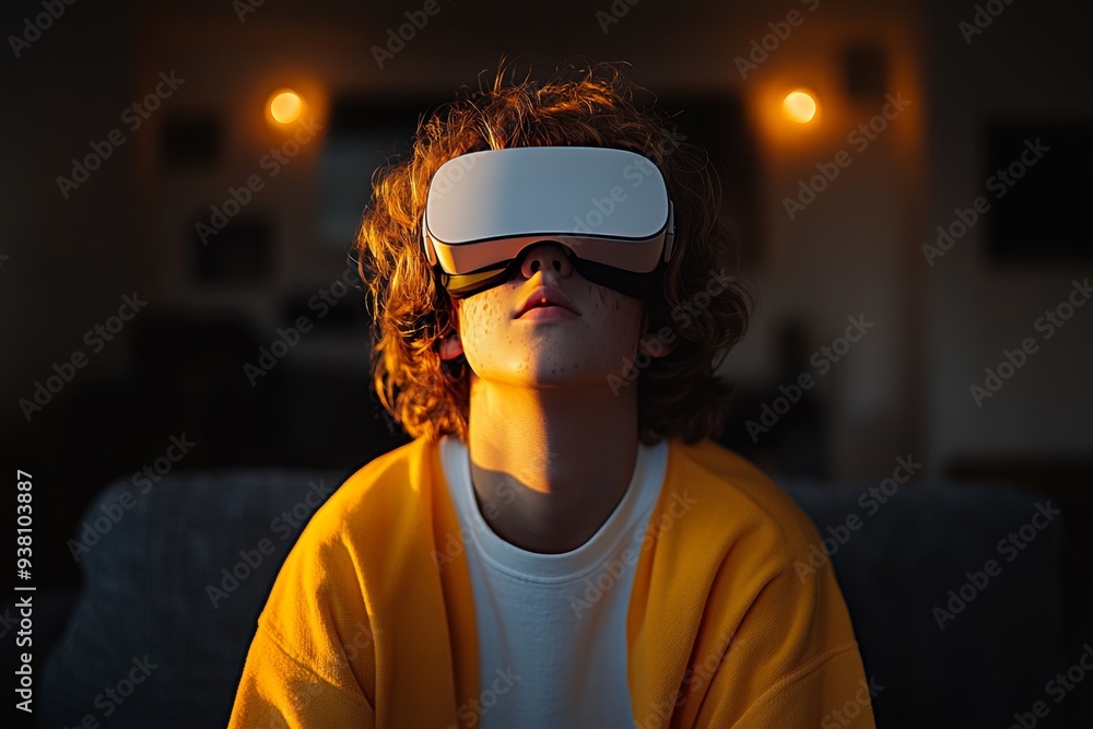 Poster man in a dark room wearing vr headset highlighting the intersection of solitude and virtual reality 