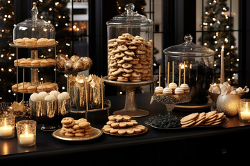 Elegant Christmas Dessert Table with Cookies and Cake Pops