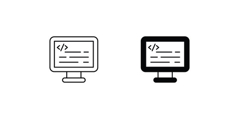 coding set icon with white background vector stock illustration