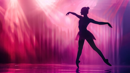 ballet dancer silhouette against dramatic stage lighting