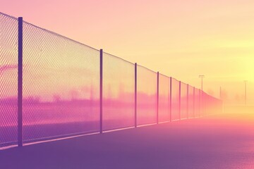 Tranquil sunset serene tennis court