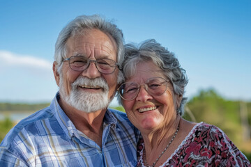happy elderly couple sharing a moment in a natural setting
