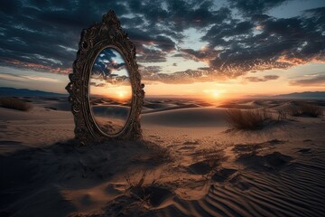 Fototapeta premium abstract background with mirror in desert