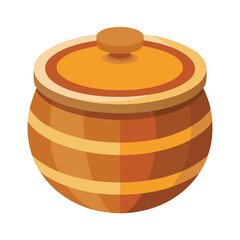 Illustration of Round Wooden Pot Isolated on white